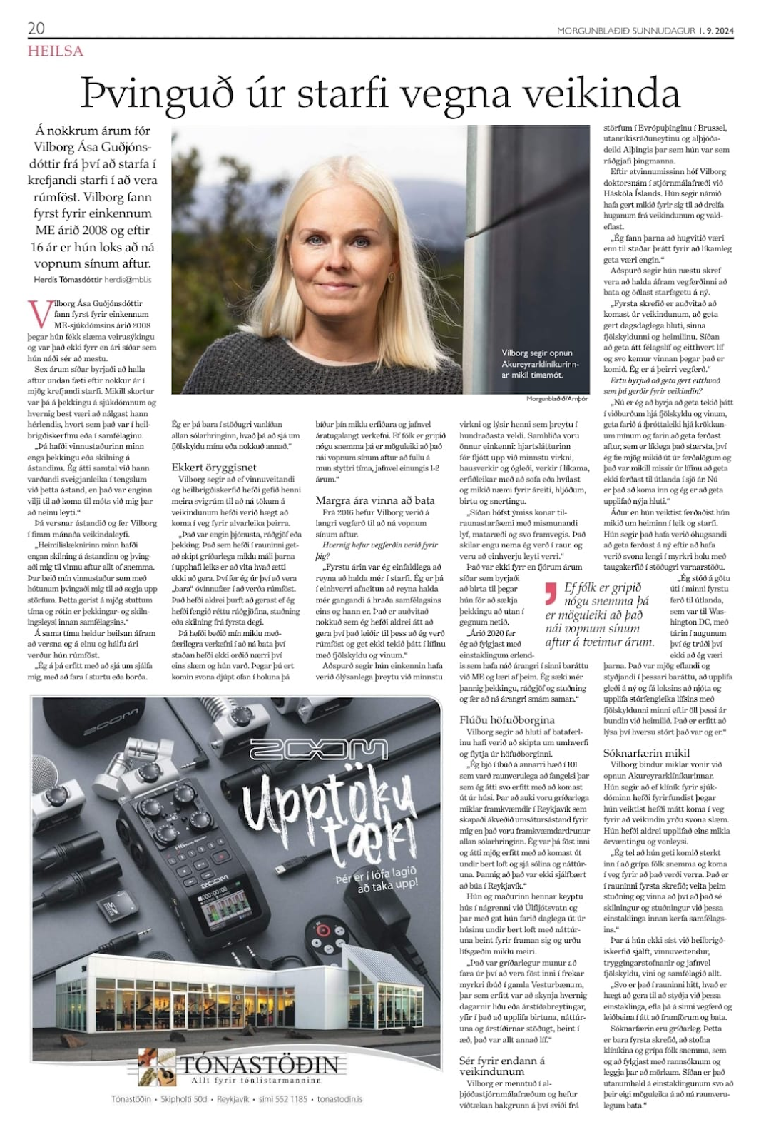 Skjáskot af viðtalinu í Morgunblaðinu
