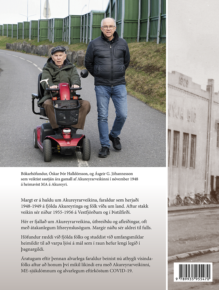 Bakhlið bókarinnar um Akureyrarveikina.