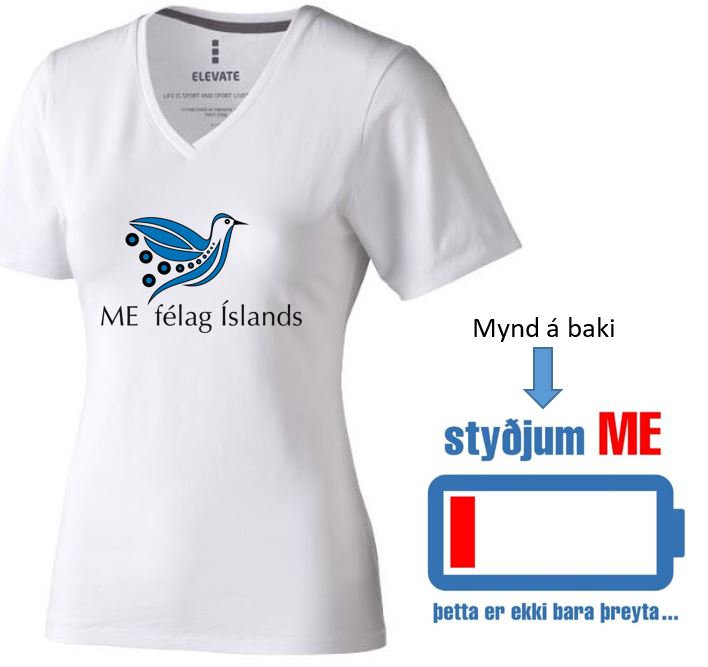 Vefsida kvk bolur Mynd af hvítum bol með merki ME félags Íslands